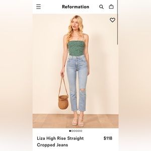 💙 NWT. Reformation / Liza High Rise Straight Cropped Jeans / 23
